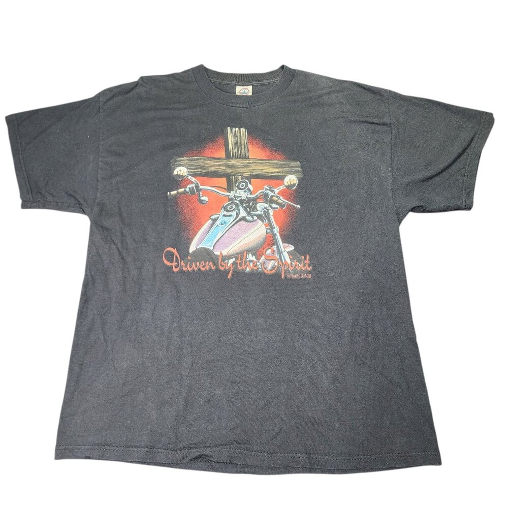 Driven by the Spirit Jesus T-Shirt Size XL Motorcycle Romans 8:9-10